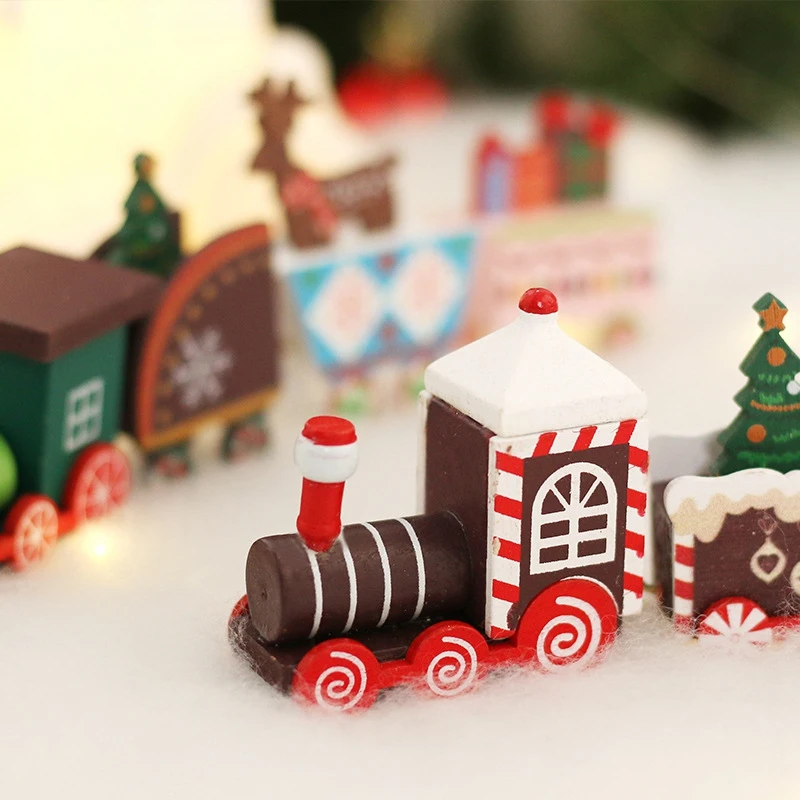 

Christmas Wooden Train Festive Ornament Wood 19.5X2.8X4.8Cm Santa-Snowman Home Xmas Gift Decor
