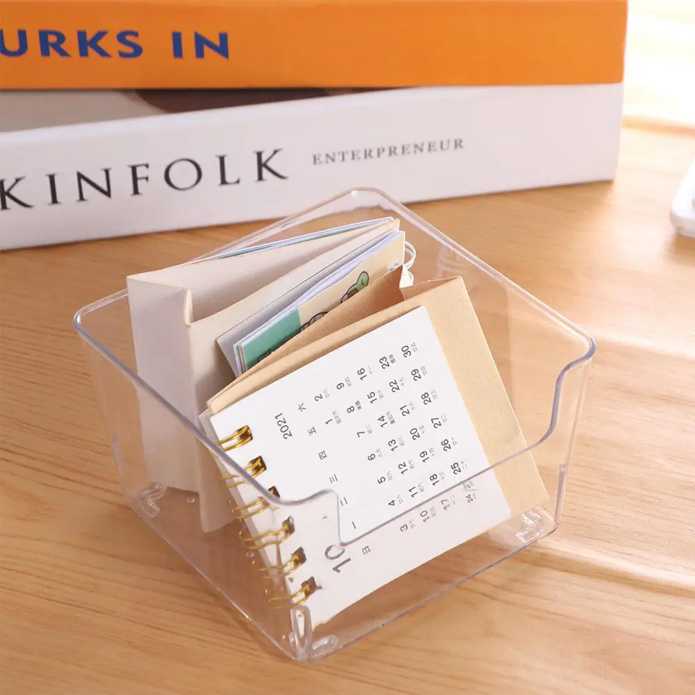 Simple Chic Acrylic Note Holder Transparent Waterproof Clear Note Box Efficient Card Paper Desk Organizer Desktop