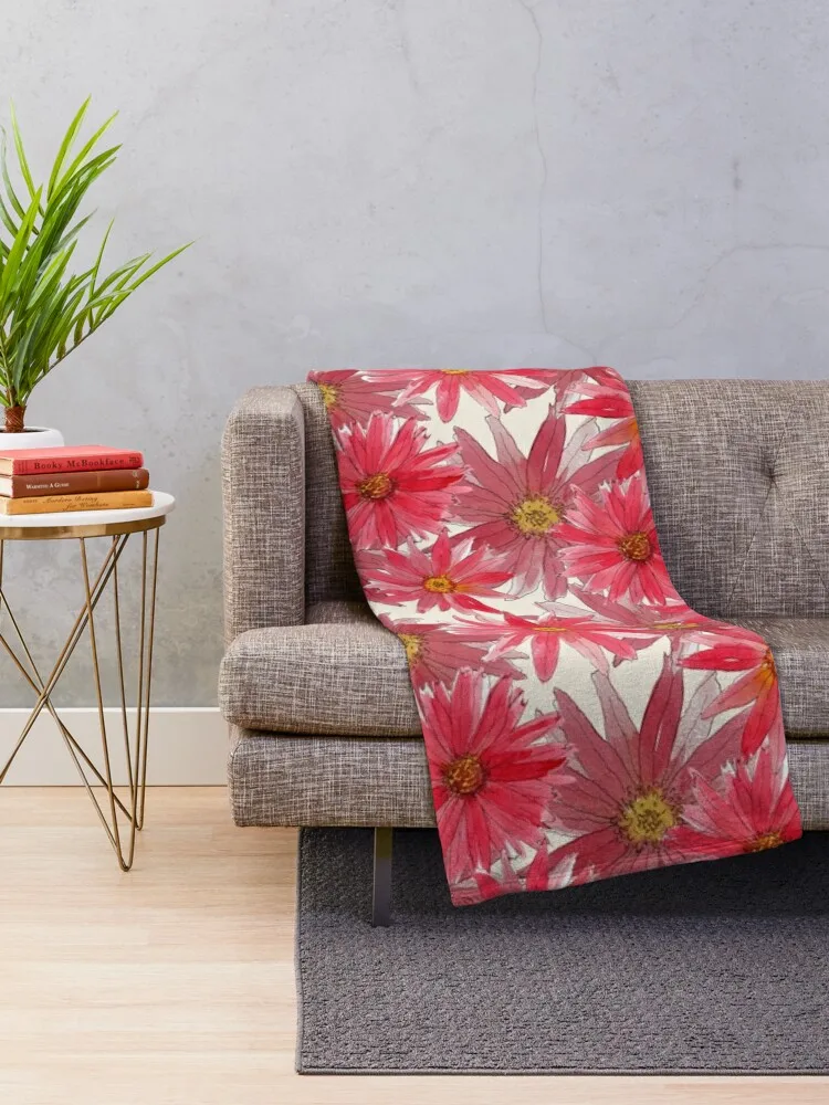 Simply Gerberas: red half drop watercolor flowers Throw Blanket Decorative Throw for babies Blankets