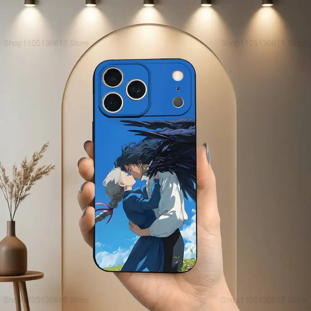 حافظة H-Howles M-Moving C-Castles لهاتف iPhone 6,17,16,15,14,13,12,11 Plus,Pro Max,XS,X,XR,SE,Mini,8,7,غطاء أسود من السيليكون الناعم #2