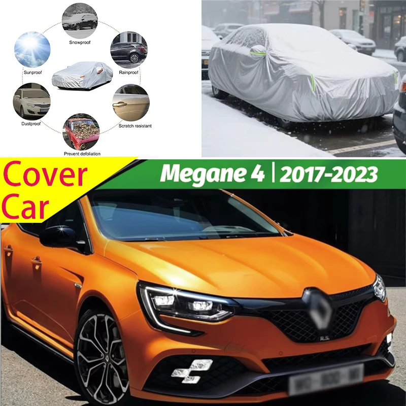 

Для Renault Megane 4 2017-2023 2018 полные автомобильные чехлы на открытом воздухе, защита от УФ-лучей, дождя, снега, пыли, ткань Оксфорд, аксессуары