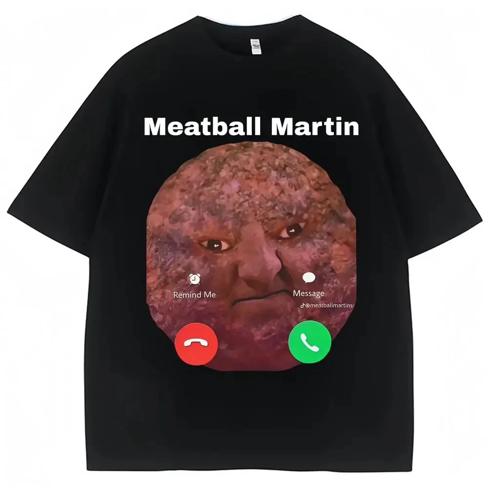 Funny Meatball Martin T-Shirt Retro Summer Casual Short Sleeve Men Women Graphic Print Personality Top