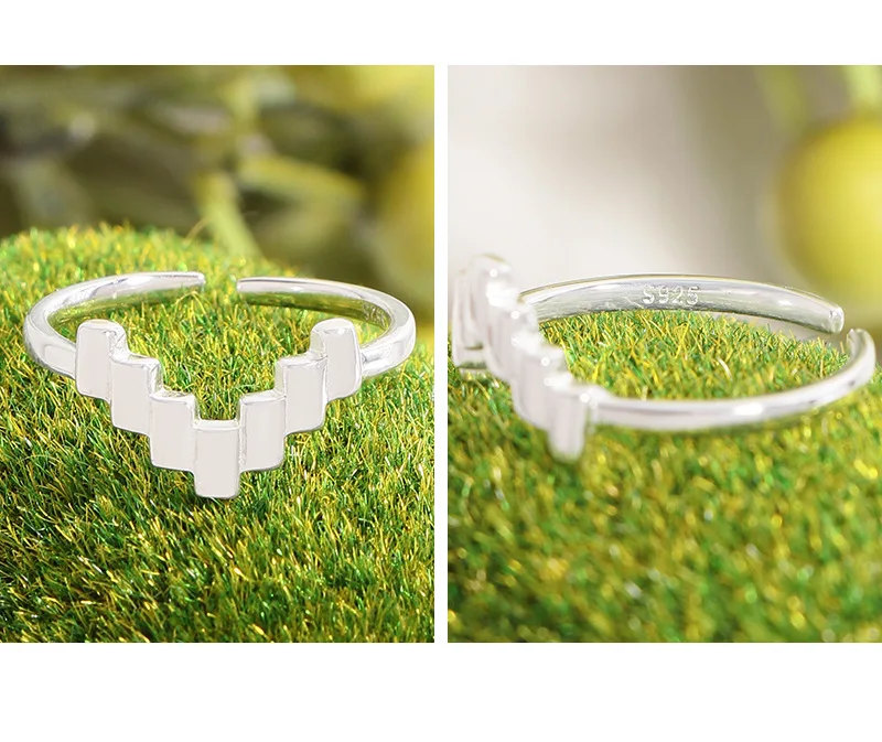 F.I.N.S التصميم الأصلي S925 فضة خياطة مربع على شكل حرف V حلقة الحد الأدنى قابل للتعديل هندسية فنجر غرامة مجوهرات
