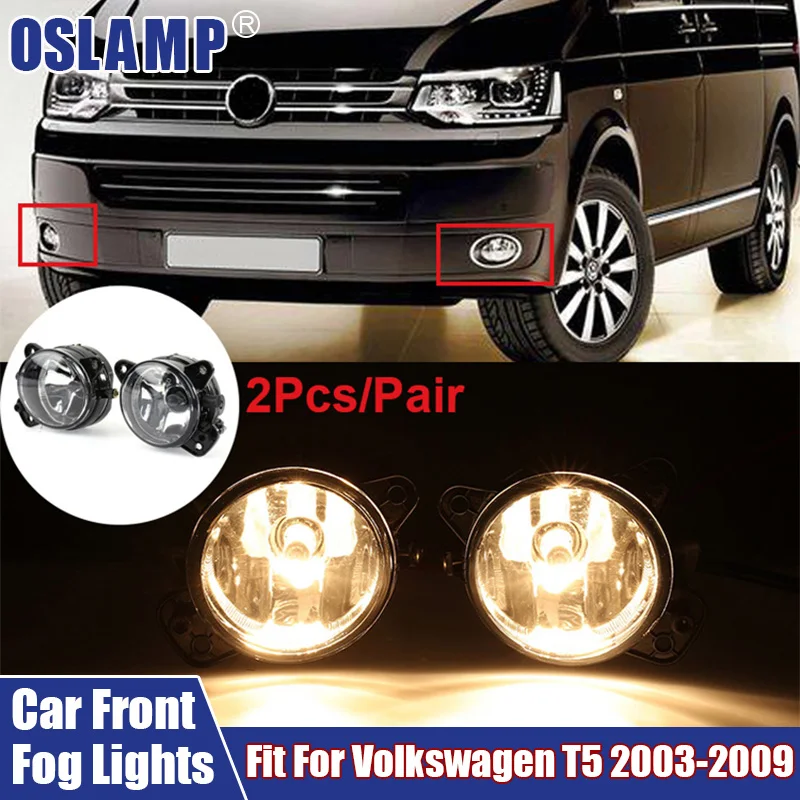 

2Pcs/Pair Car Fog Lights Fit For Volkswagen T5 2003-2009 Left & Right Auto Front Bumper Halogen Fog Lamps Spot Light With Bulbs