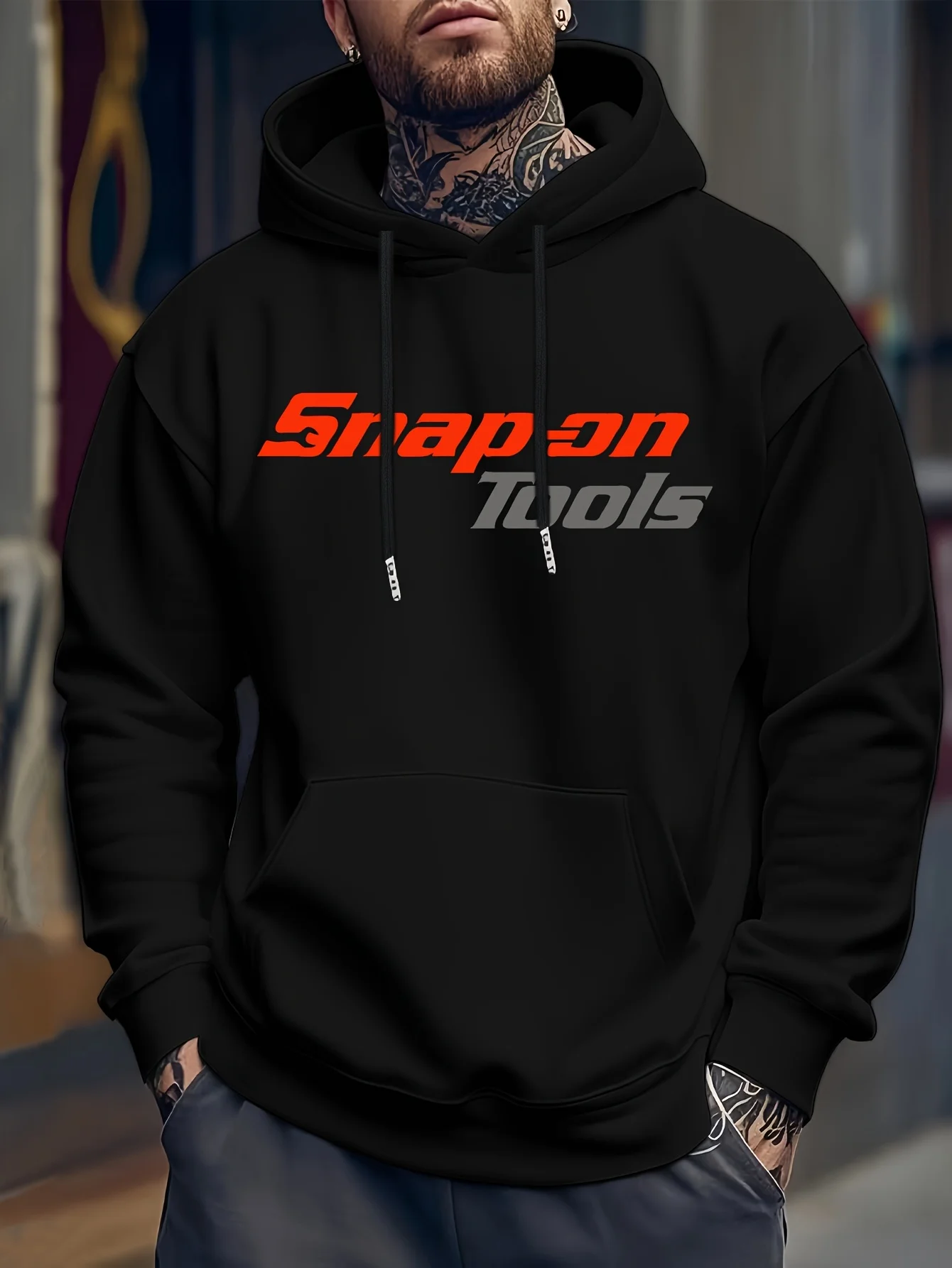 Sudadera con capucha casual para hombre con estampado llamativo "SNAP ON TOOLS" sudadera con capucha de estilo regular