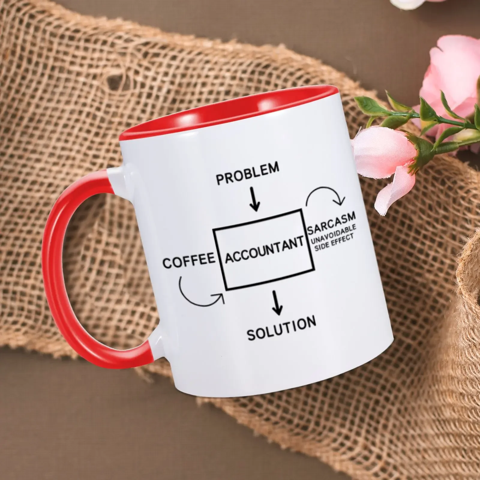 Accountant Mug Sarcastic Problem and Solution CPA Gift Office Coffee Mugs for Coworker Friend Novelty Drinkware Ceramic Cup