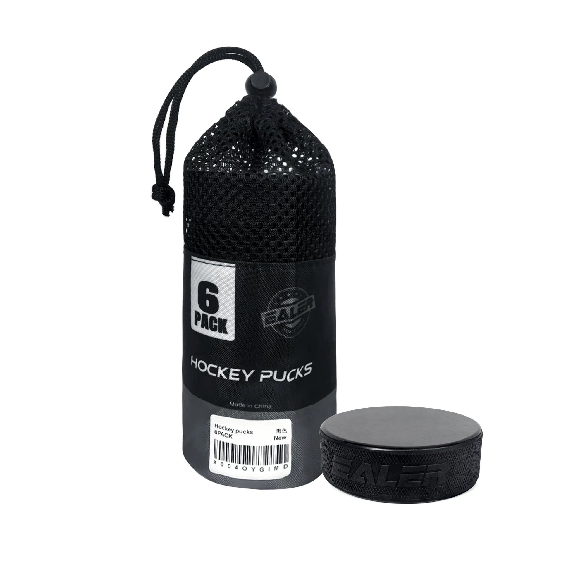 EALER Ice Hockey Pucks (6‑Pack) – Official Regulation 3″ Diameter × 1″ Thick, 6 oz – Junior Lightweight, Senior & Heavyweight Tr