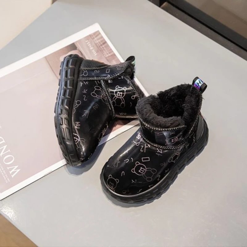 الشتاء الاطفال الحرارية فروي الثلوج الأحذية للفتيات الصوف مبطن القطن في الهواء الطلق الأحذية الدافئة الطفل الأحذية مع باطن عدم الانزلاق #3