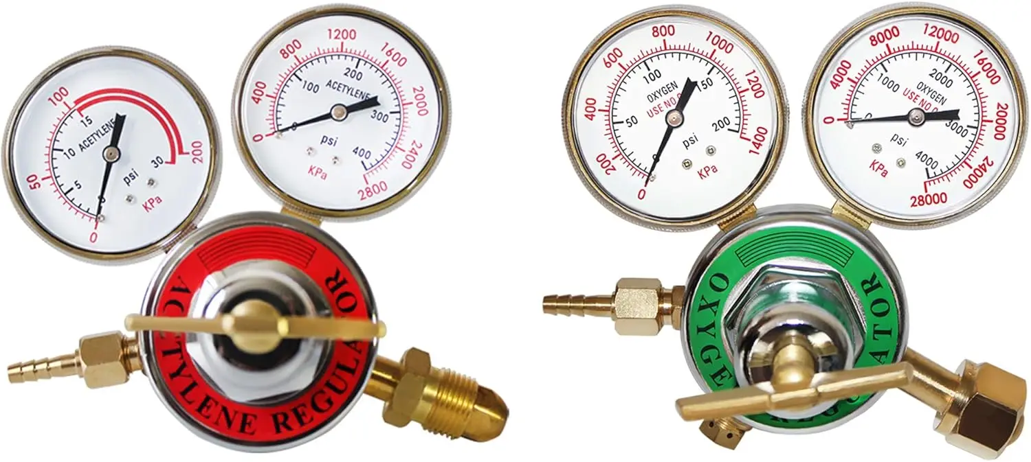 iece Dual Welding Gas Gauges Oxygen (Cga-540) And Acetylene (Cga-510) Regulators Combo（Two-Piece Suit ）