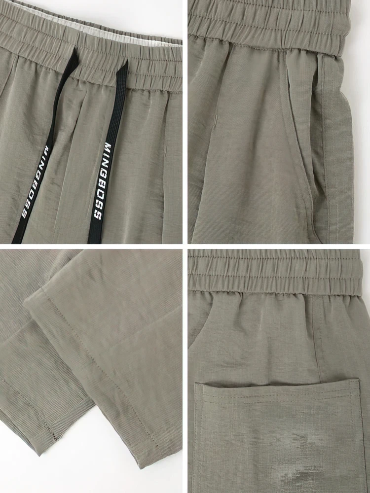 여름 코튼 캐주얼 조깅 린넨 바지 남성 아이스 실크 헐렁한 바지 남성 워킹 와이드 레그 루즈 스웨트 팬츠 중국어