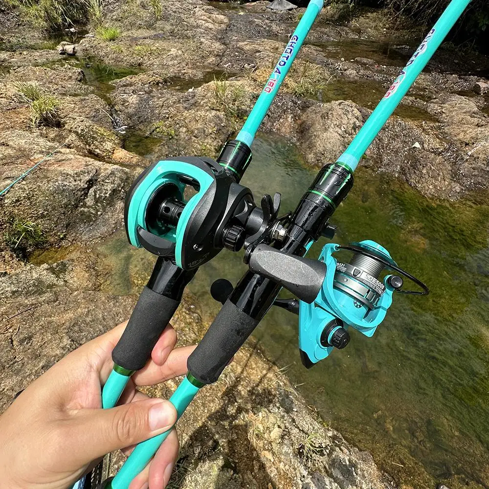 4/5 Abschnitte Ultraleichte Spinn-Angelrute aus Kohlefaser mit EVA-Griff und 5,2:1/7,2:1 Baitcasting-Rollen-Kombination für Anfänger – Detail 4