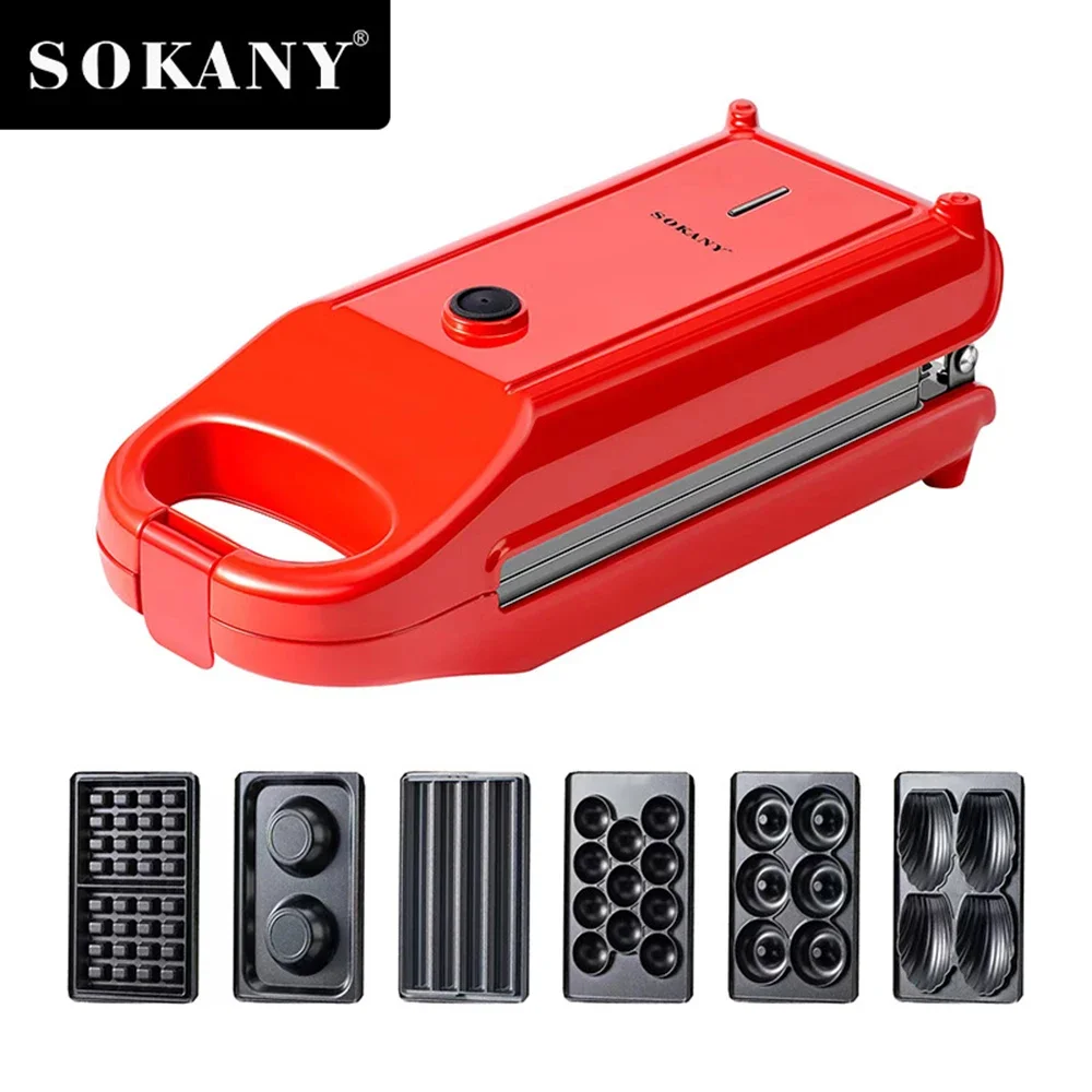 Home Bread Maker, Six In One Multifunctional Breakfast Machine, Sandwich Machine, Bakery Home Chef Machine,Waffle Maker Gofreras