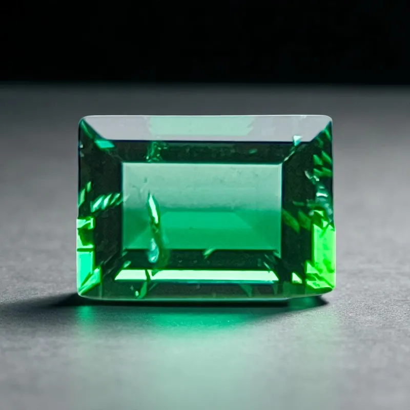 ラボグロウン ザンビア産エメラルド 長方形カット 水熱法手彫り ジュエリーセッティング＆カスタムデザイン選択可能 証明書付き
