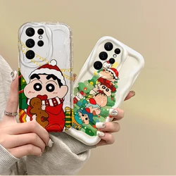 New C-Crayon Shin-chans Christmas Phone Case For Samsung Galaxy S25 S24 S23 S22 Ultra Plus S21 FE A73 A72 A55 A54 Silicone Cover