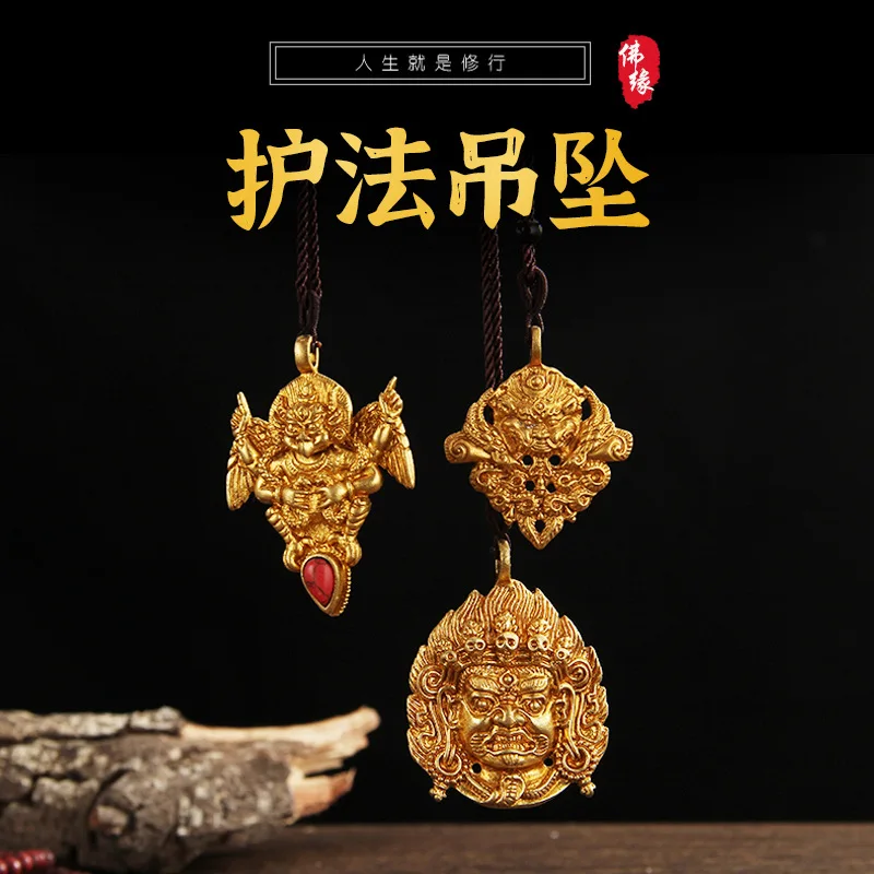 Pure Copper Gilded Golden Dipper Bird, Great Mighty and Undying, Ming King Conquers Demons, Diamond Rod Pendant Necklace