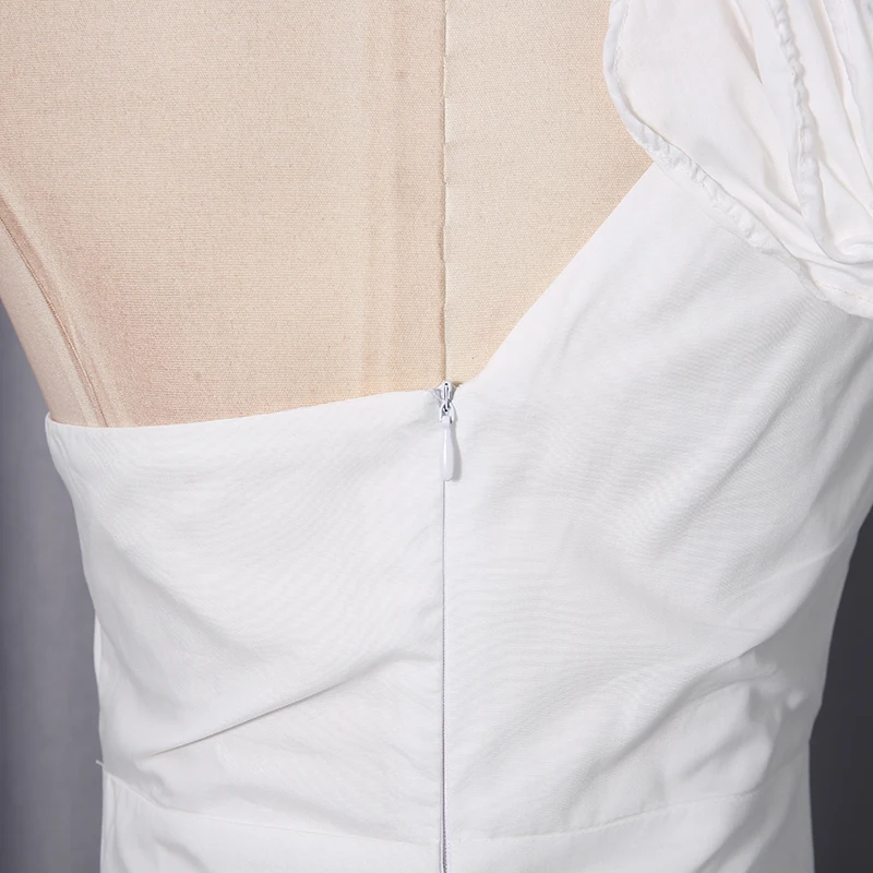 KBQ Slim Spliced Appliques Backless Ruffled Dresses for Women Diagonal Collar Sleeveless Patchwork Ruched Bodycon Dress Female