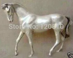 

Free Shipping Rare Asian solid silver exquisite ornaments horse statue 23cm