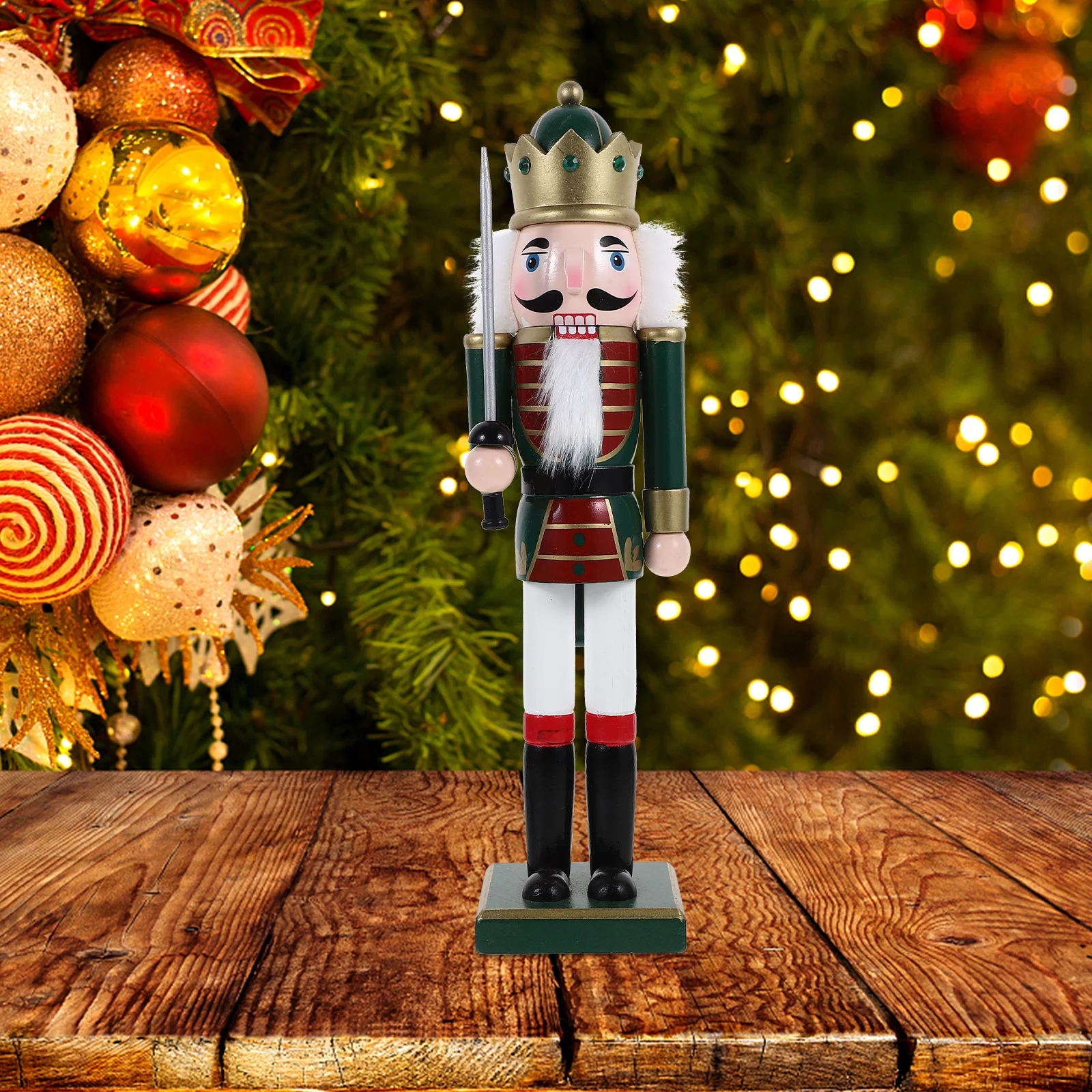 

1pc Wooden Nutcracker Decor Small Christmas Figure For Xmas Party Home Bedroom Shelf Table Holiday Gift Decorative Ornament