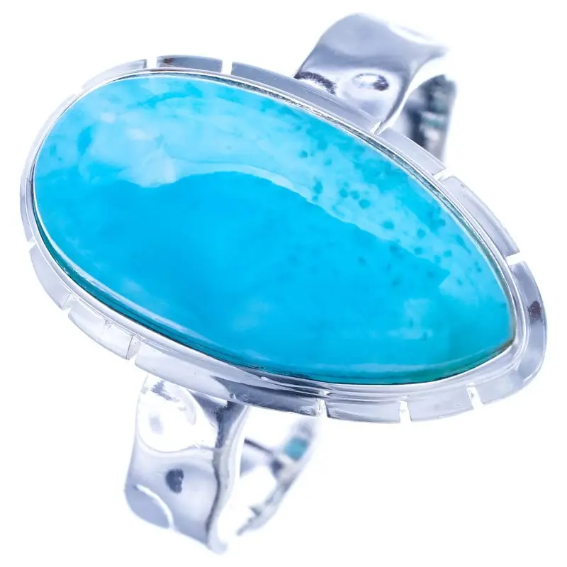 

StarGems ® Кольцо из стерлингового серебра 925 пробы с натуральным ларимаром ручной работы 8 F0264