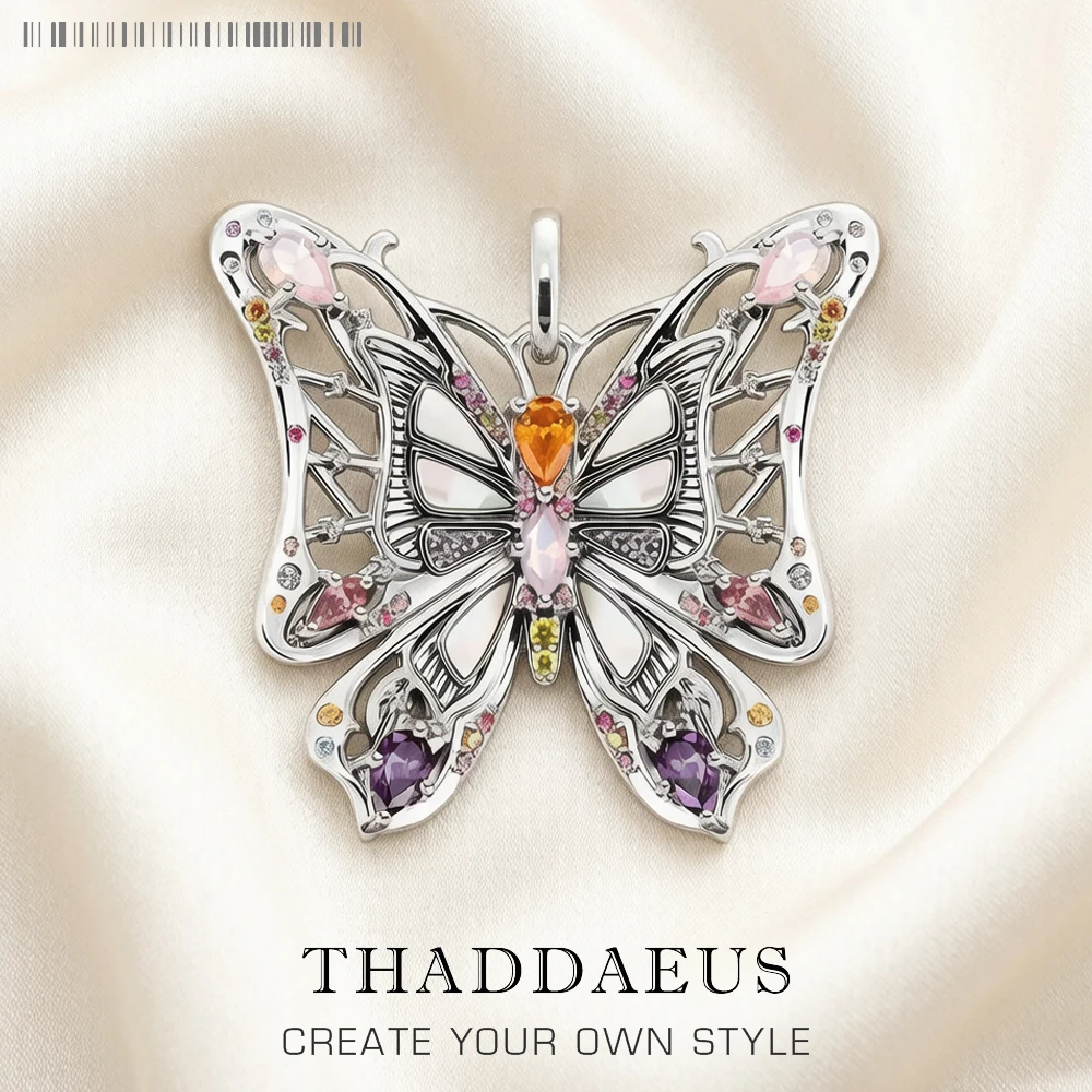 

Pendant Colourful Butterfly 2022 Brand New Fine Jewelry Europe 925 Sterling Silver Bohemia Gift For Women