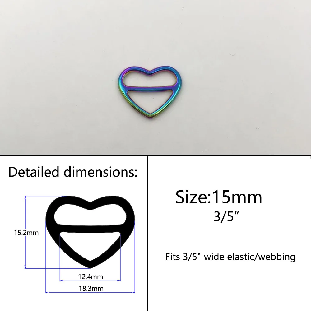 200Pcs/Lot Bra Rings And Sliders Heart Shape Lingerie Strap Adjusters Swimwear Accessory Metal Sewing Notions