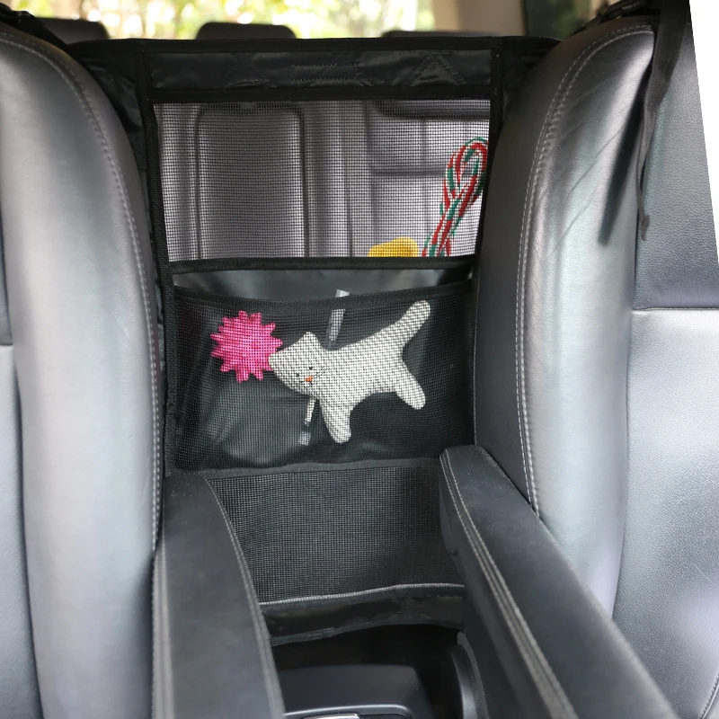 Car Seat Gap Storage Net Bag Front Rear Seat Isolation Net Middle Barrier Anti-Pet Dog Elastic Organizer Pouch for Car Interior