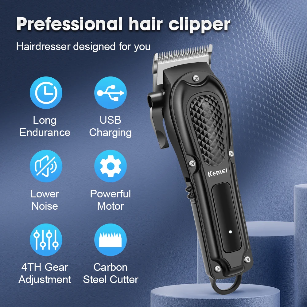 ماكينة تشذيب الشعر للرجال، مجموعة منخفضة الضوضاء، كهربائية قابلة لإعادة الشحن عبر USB، صوت قابل للتعديل، هدية للرجال، ماكينة حلاقة احترافية