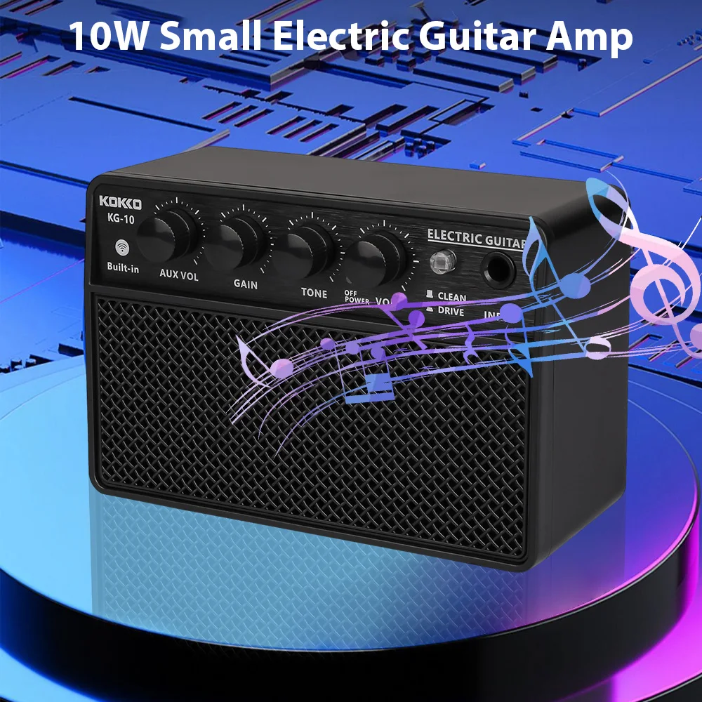 KOKKO 10W Small Electric Guitar Amp Mini Portable Guitar Practice Speaker for Daily Practice Street Performances Rechargeable