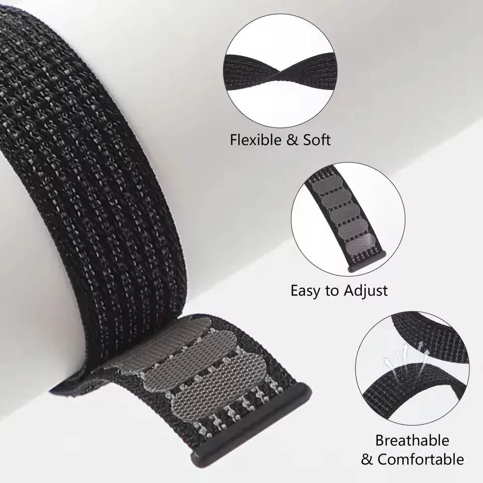 Nylon Loop Band For Samsung Galaxy Watch 6 4 7 classic/5 Pro/active 2/Gear S3 20mm/22mm Bracelet Huawei watch GT 2e 3 pro strap image 2
