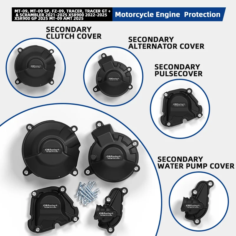دراجة نارية لياماها 2021-2025 حماية GBracing غطاء نبض ثانوي ل MT-09 ATM 2025/SP YZF-R9 FZ-09 الراسم/GT + تشويش إذاعي