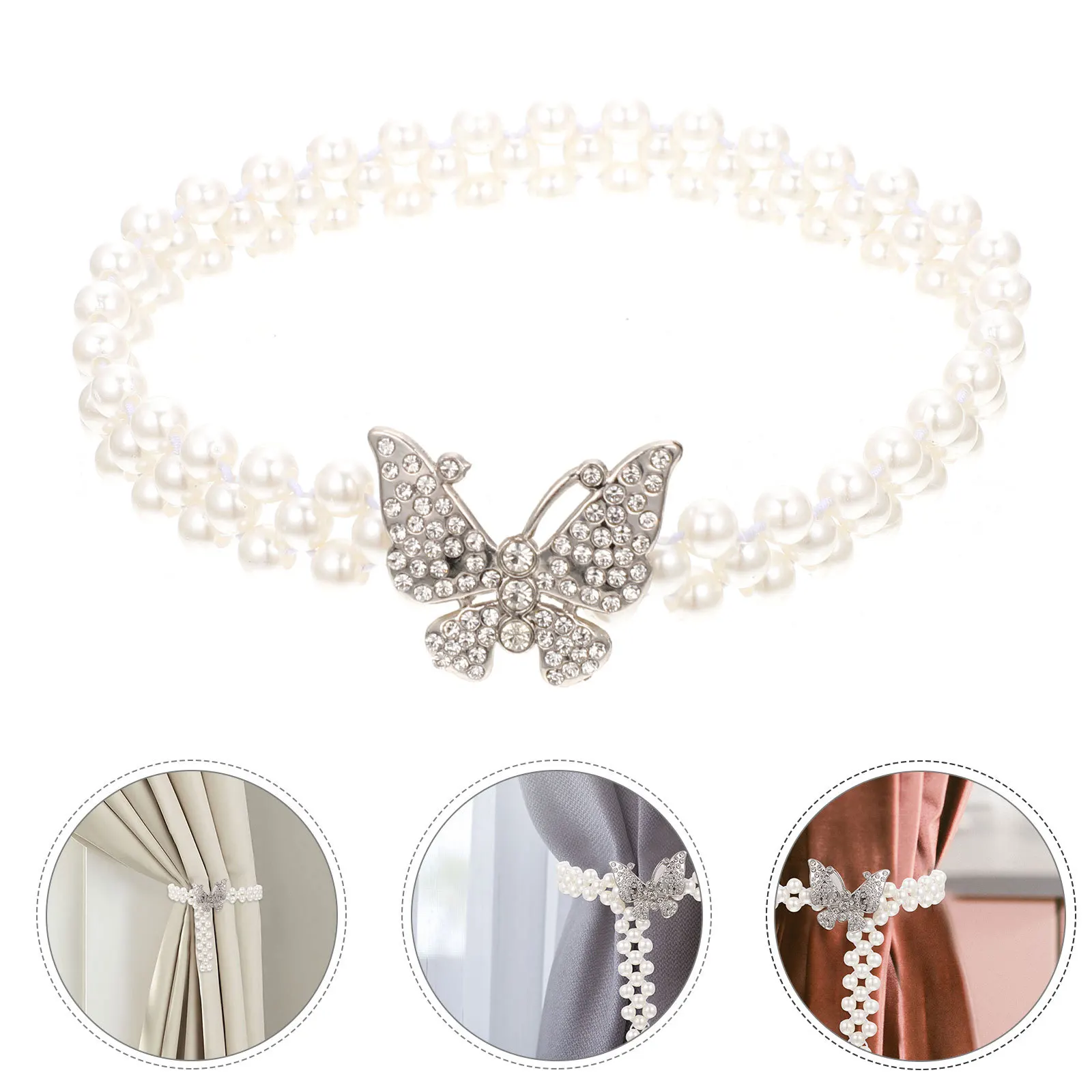 

2Pcs Delicate Curtain Tiebacks Special Craftsmanship Fine Texture for Home Office Coffee Shop Decor Curtain Fixator