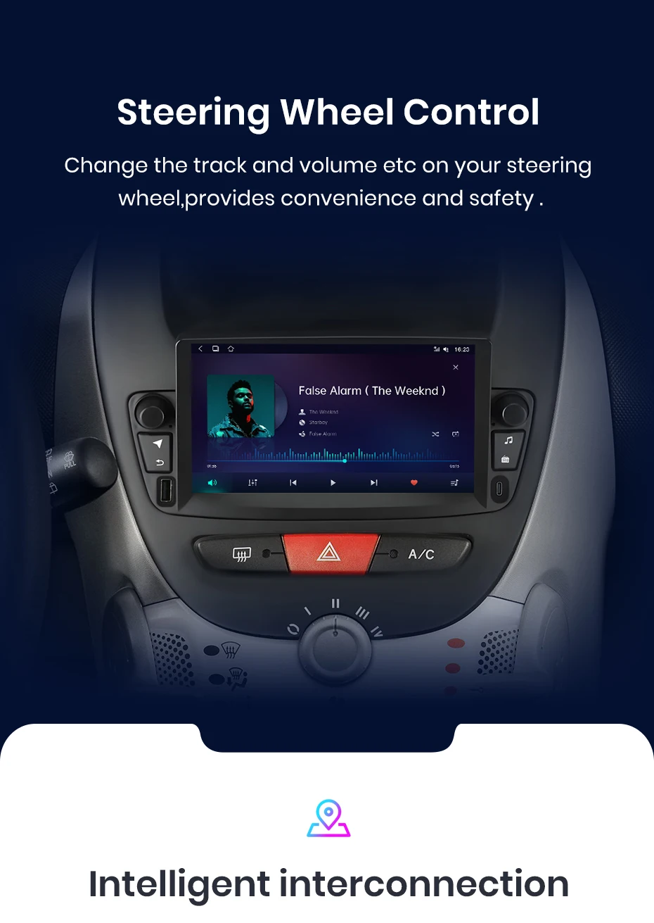Junsun Android 15 Autoradio für Peugeot 107, Citroen C1, Toyota Aygo 2005, intelligentes Fahrzeugsystem, Apple CarPlay, GPS-Bildschirm. – Detail 10