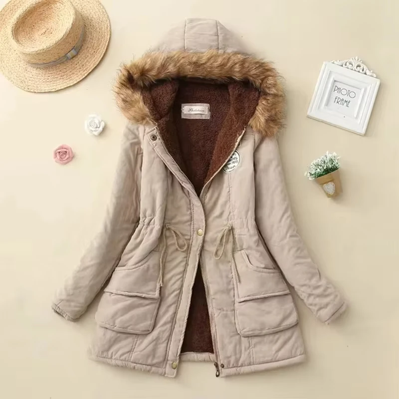 New Autumn Winter Women Cotton Jacket Padded Casual Slim Coat Emboridery Hooded Parkas Wadded Warm Overcoat