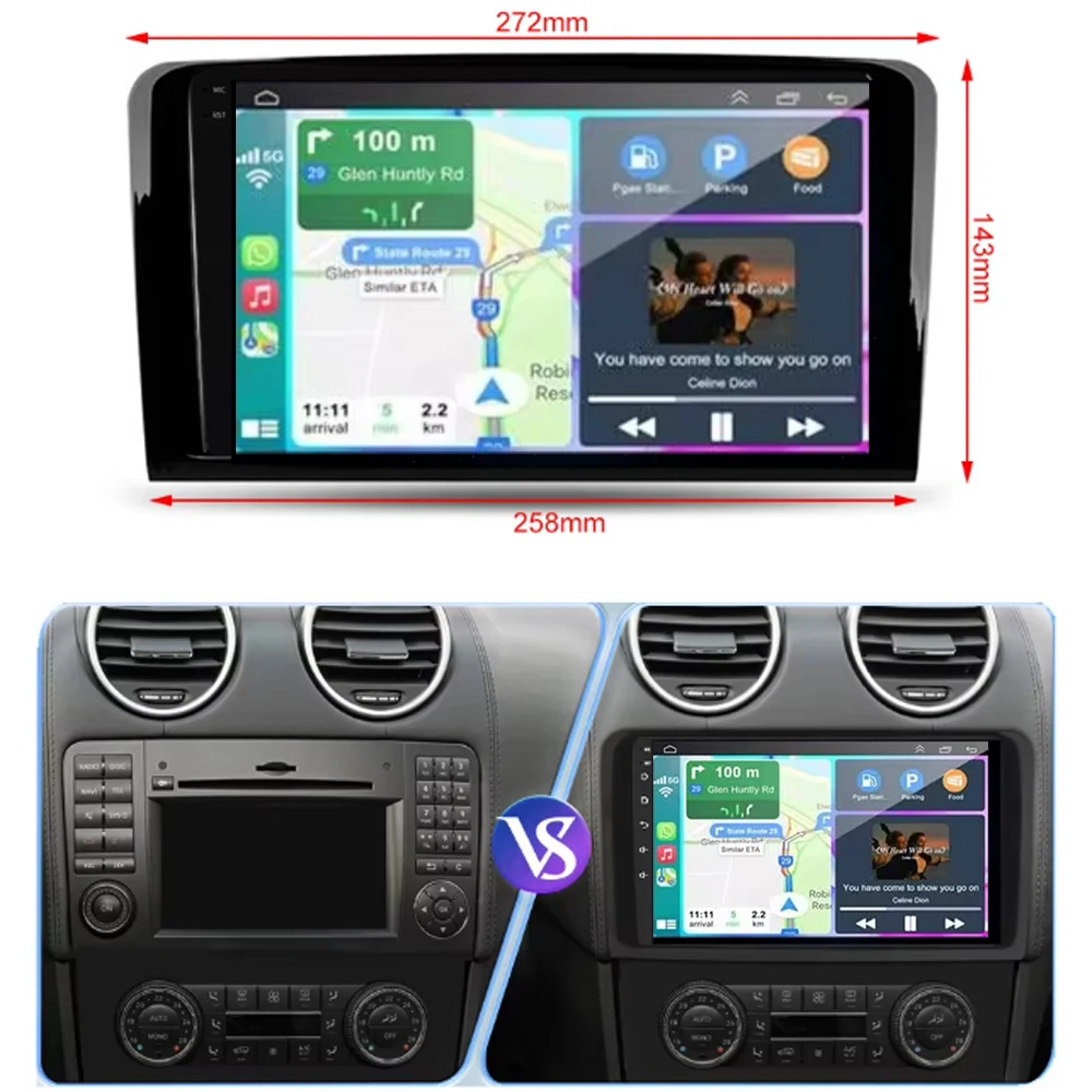 Android 16 Carplay Car Radio For Mercedes Benz ML GL W164 ML350 ML500 GL320 X164 ML280 GL350 GL450 Multimedia GPS Player Stereo