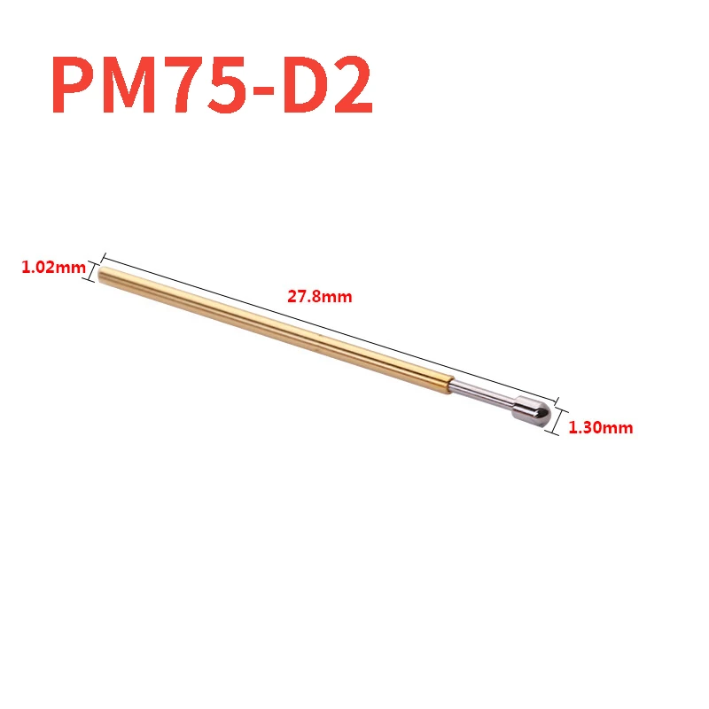 100PCS Spring Test Probe PM75-D2 Big Round Tip Needle Tube Outer Diameter 1.02mm Length 27.8mm Used for Circuit Board Testing