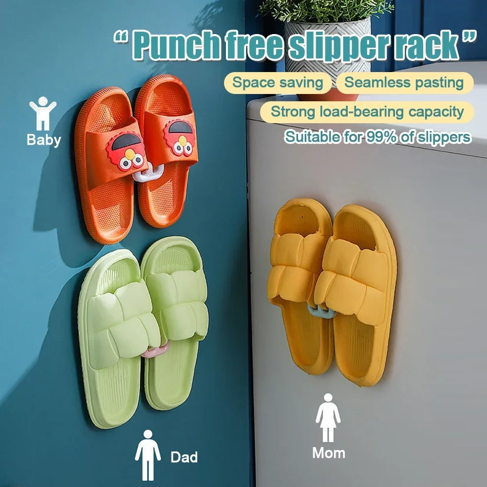 10PCS Punch-free Bathroom Slipper Rack Wall Mounted Indoor Household Bathroom Bedroom Drainage Rack Storage Rack Slipper Hook