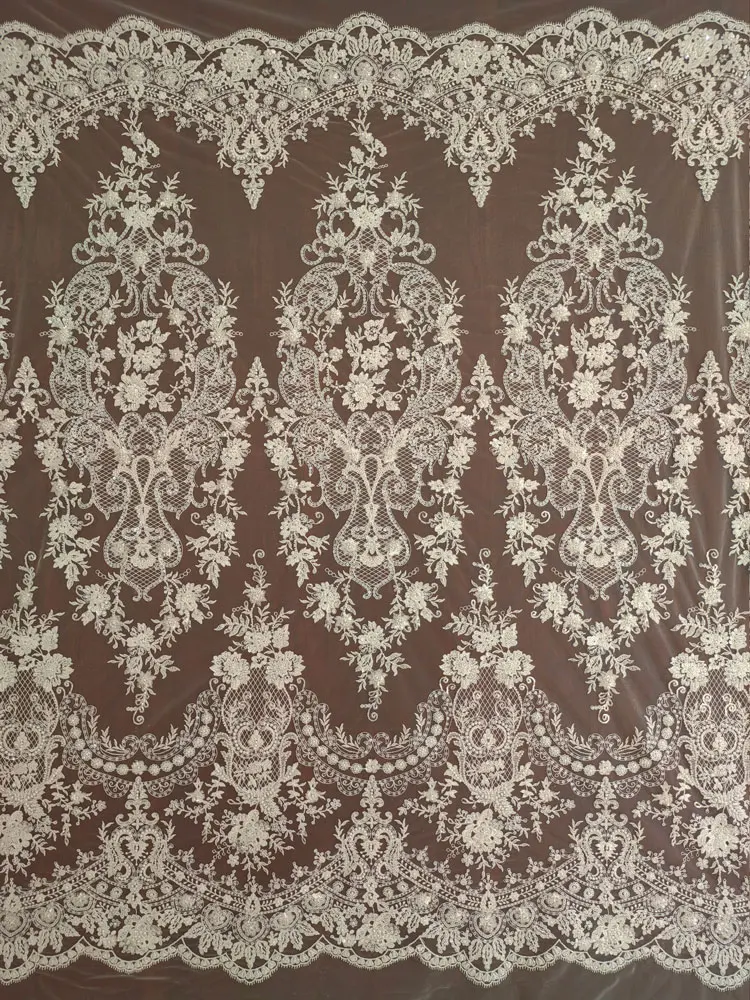 ثوب الزفاف جودة عالية كامل مطرز الترتر والتطريز الدانتيل نسيج الزفاف لفساتين الموضة المدرج المواد