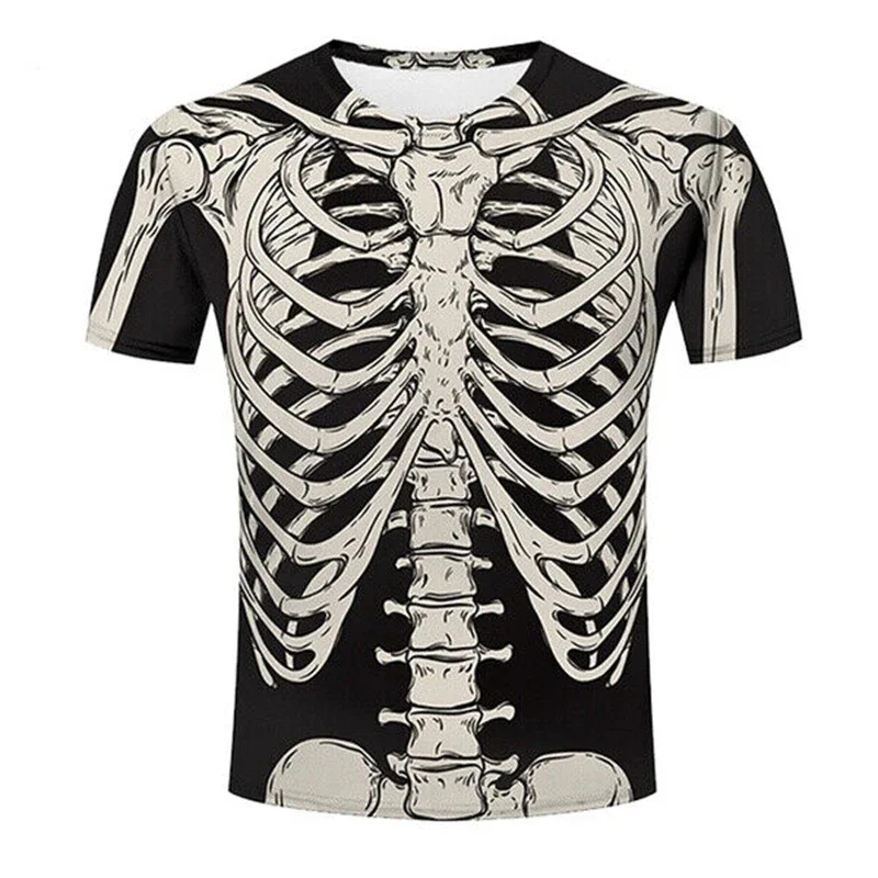 Skeleton Internal Organs Pattern T-Shirt Men Women 3D Print Short Sleeve Casual Funny Tops Tees Streetwear Loose Summer T Shirts