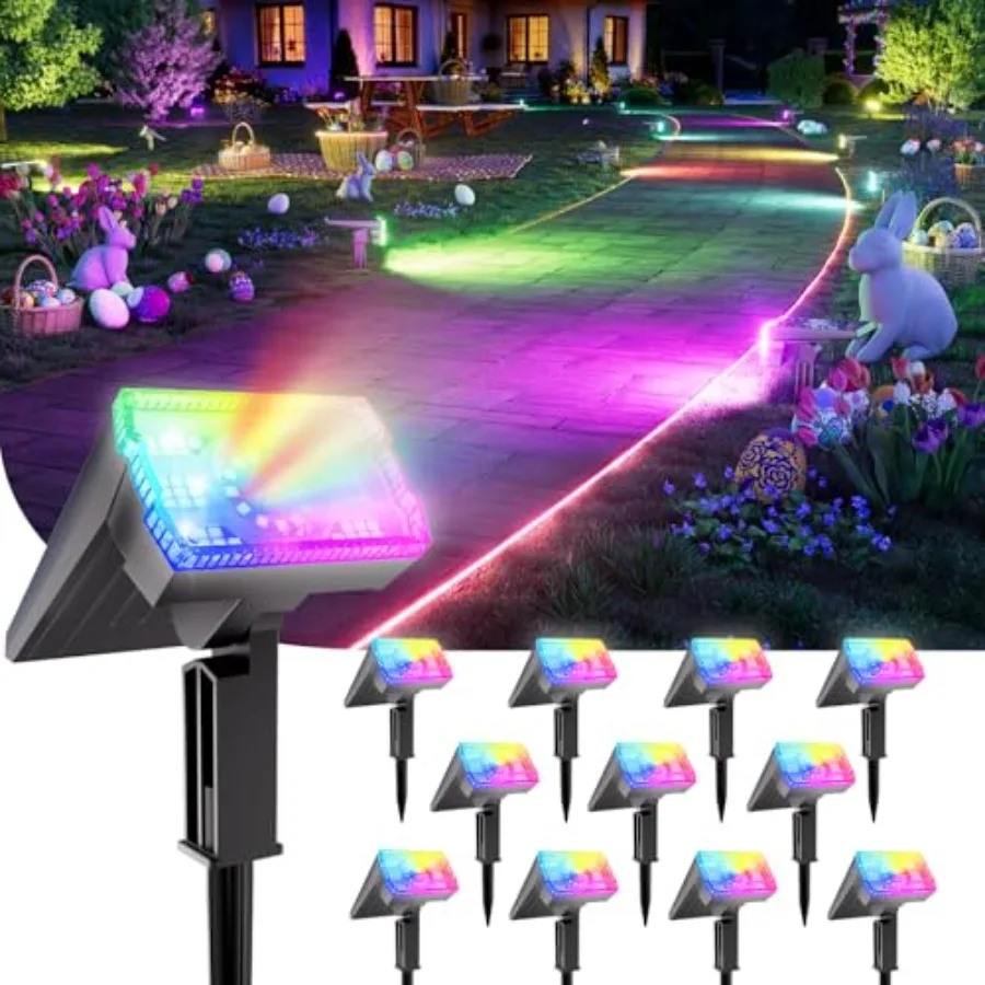 

Outdoor Solar Christmas Lights Waterproof 6 Color Changing Spotlights with 0 Modes IP67 Waterproof 105 Adjustable for Pathway G