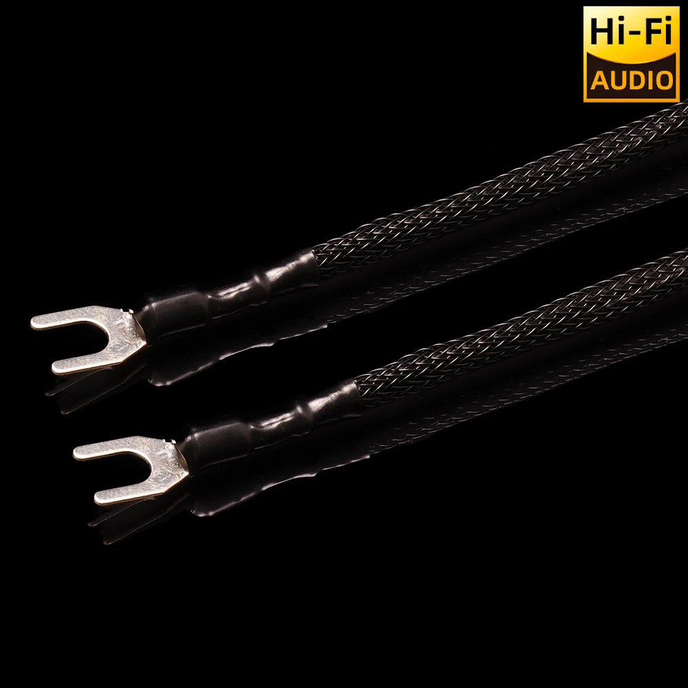 ▲ Kabel uziemiający Pureline HIFI, posrebrzany OCC, 2x0,8mm² z końcówką U do gramofonu winylowego, systemu fonograficznego. — zdjęcie produktu 5