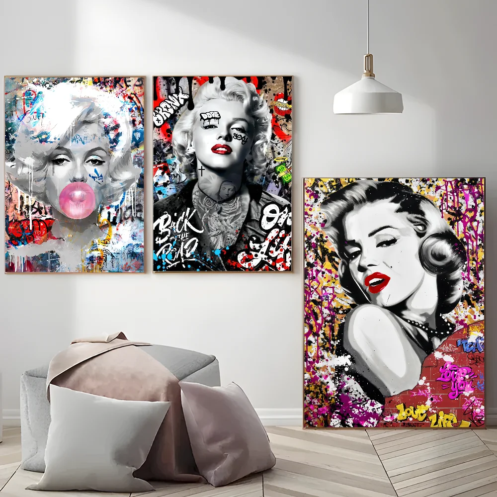 Vintage Marilyn Monroe DIY Sticky Poster Fancy Wall Sticker for Living Room Bar Decoration Wall Decor