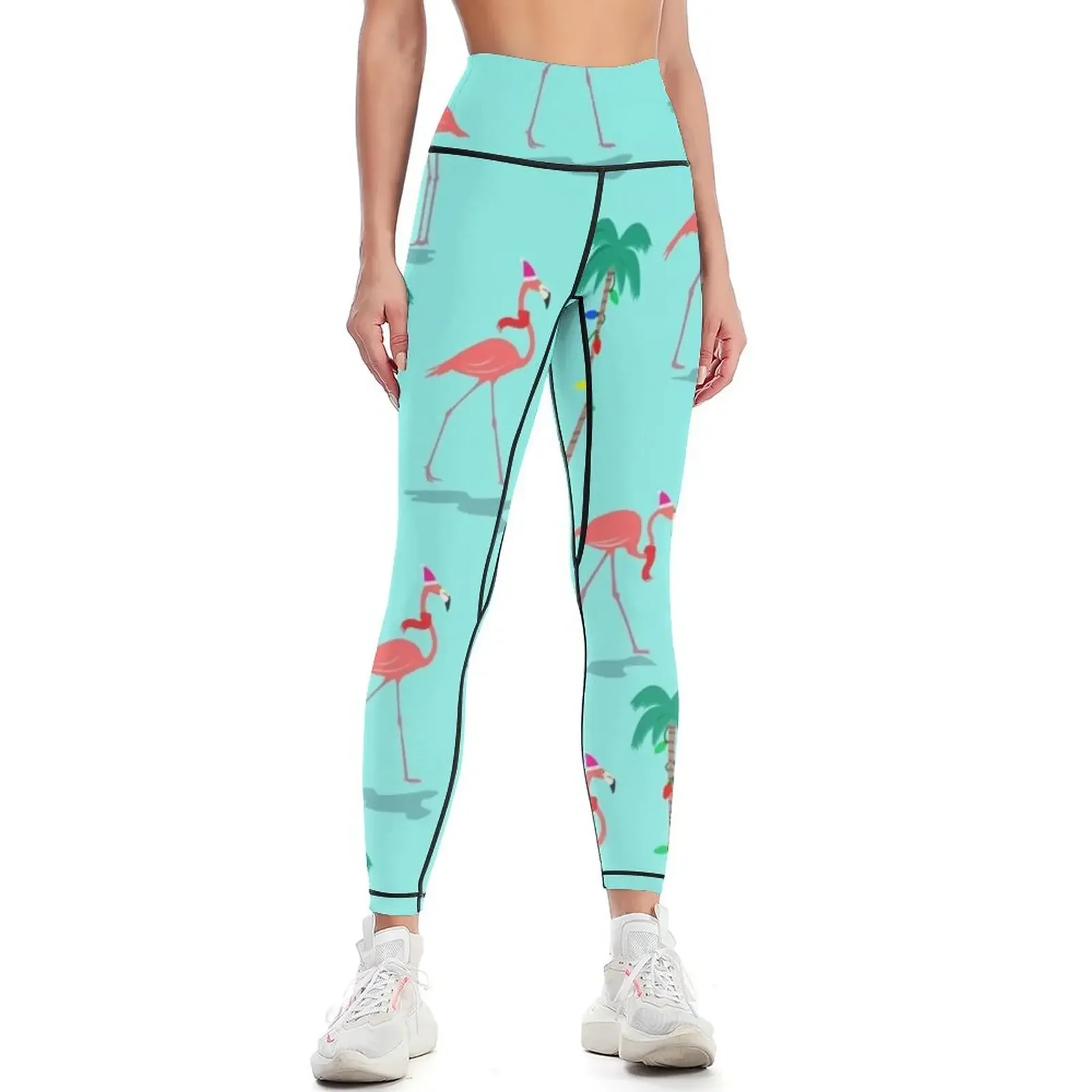 

Christmas Flamingos Pattern Leggings gym clothing trousers Women's tights push up fitness Womens Leggings
