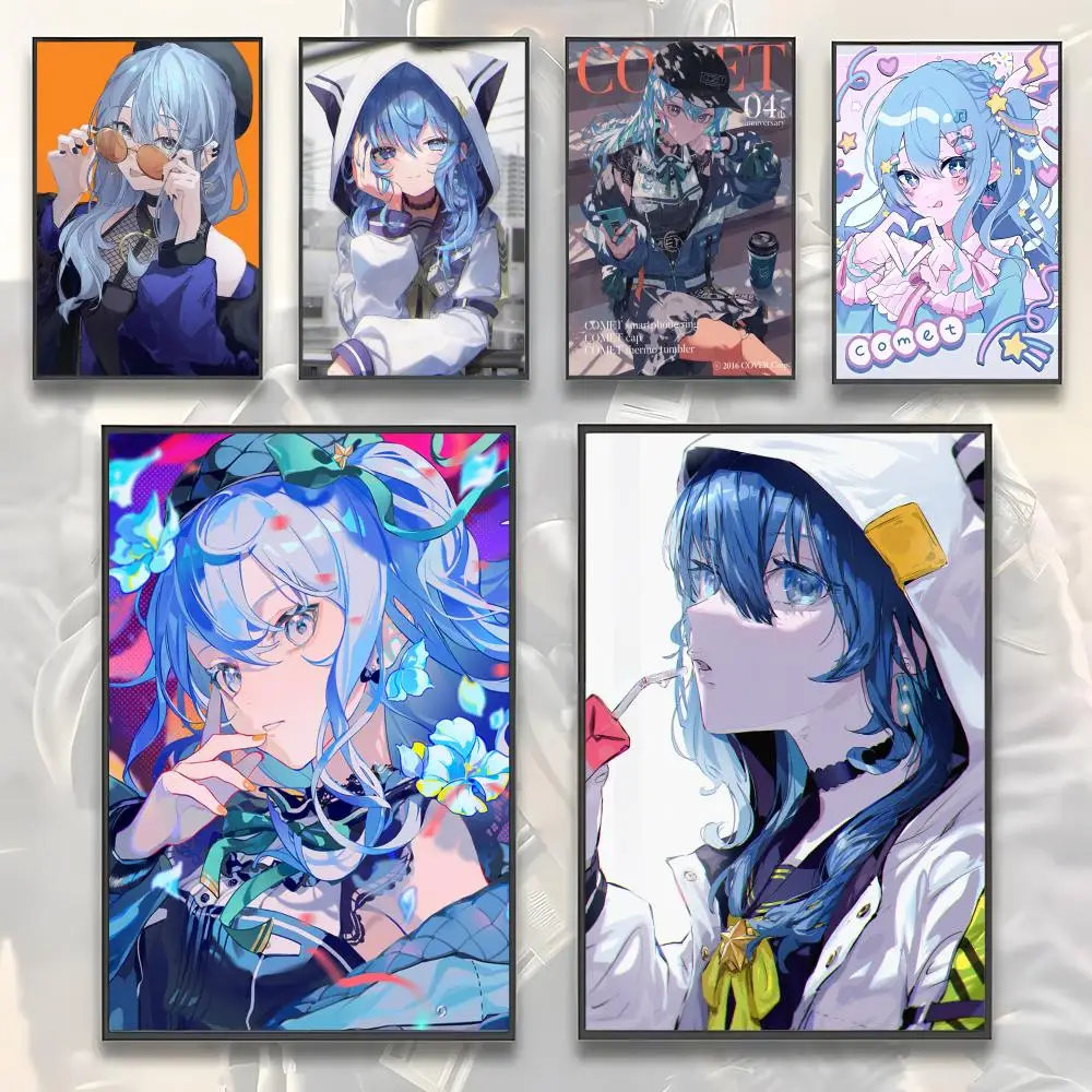 Hoshimachi Suisei Hololive Vtube Anime-Poster, HD-Kunst, selbstklebende Wanddekoration, wasserfest, für Zuhause, Wohnzimmer, Schlafzimmer, Bar, ästhetische Dekoration