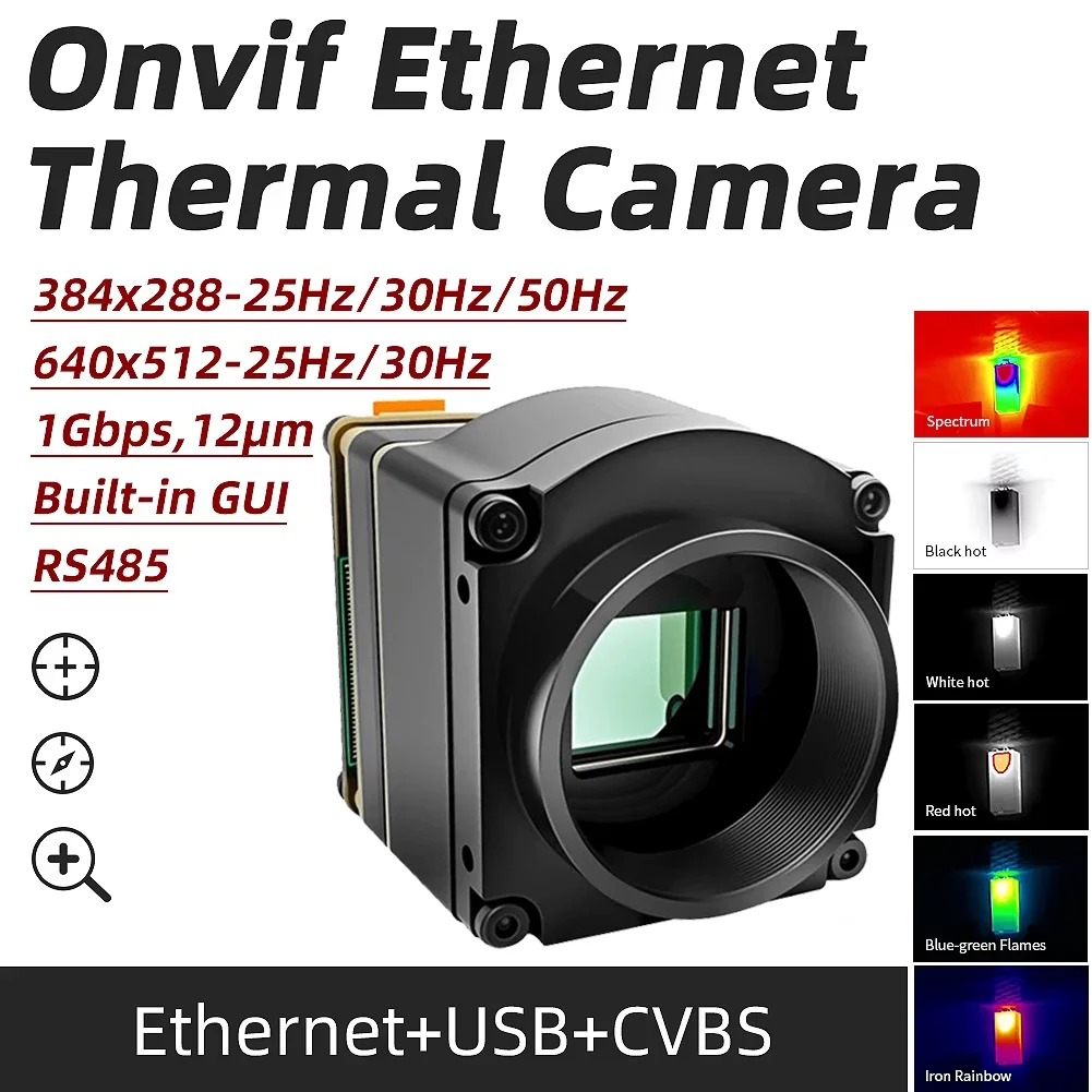 Kamera termowizyjna 640x512/384x288 z obiektywem 9.1mm, Onvif, Ethernet, 1Gbps, termowizor, ETH+USB+CVBS, RS485, wbudowane GUI
