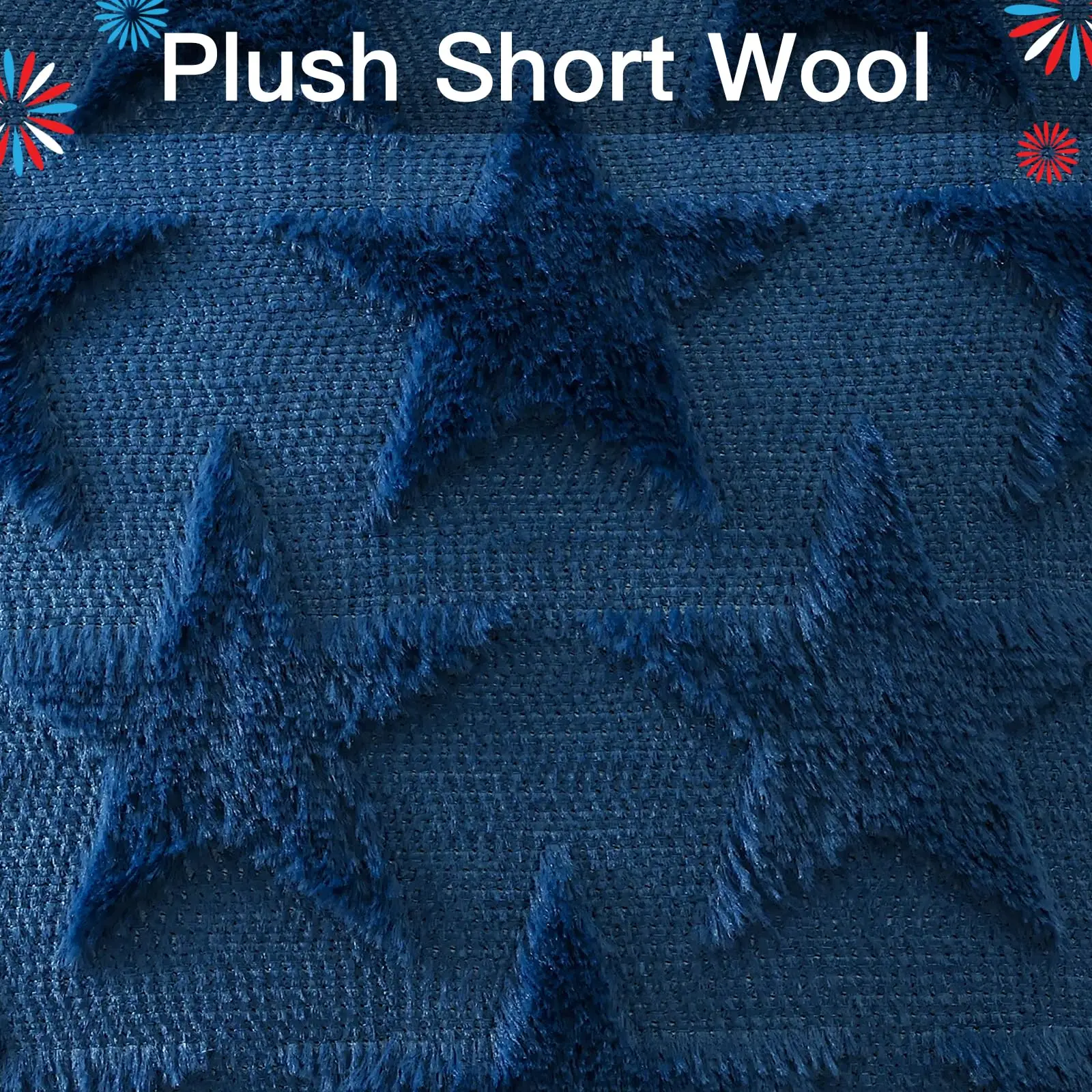 4th of July Throw Pillow Covers Set of 2 Stars Cushion Covers for Sofa Square Patriotic Soft Plush Short Wool Velvet Pillowcase