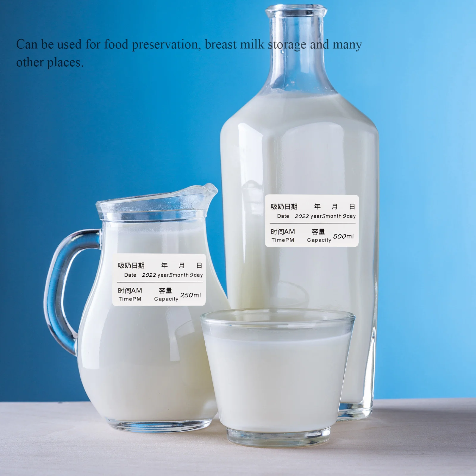 

100Pcs Breast Milk Removable Labels Waterproof Practical Breast Milk Bottle Date Stickers for Food Storage