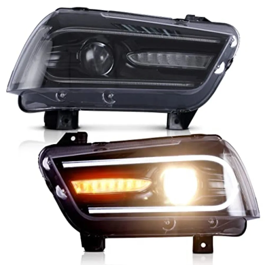 

Headlights Fit for Dodge Charger 2011-2014 Dual Beam Lens Sequential Turn Signal Plug-n-Play Headlamp Black