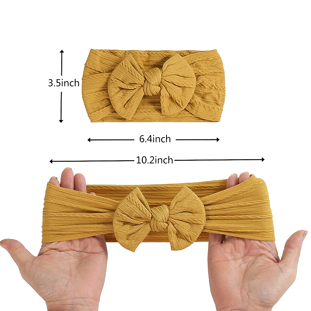 5pcs/lot Print Hair Bow Baby Girl Headband Cable Knit Nylon Turban for Children Newborn Headwear for Babies Hair Accessories