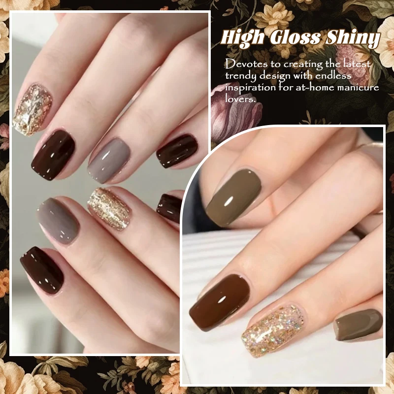 9 colori Nove Palace Grid Pat Smalto per unghie Caldo inverno Marrone Oro Argento Colore Colla per unghie Sbavature Colla per unghie ad alta saturazione in scatola