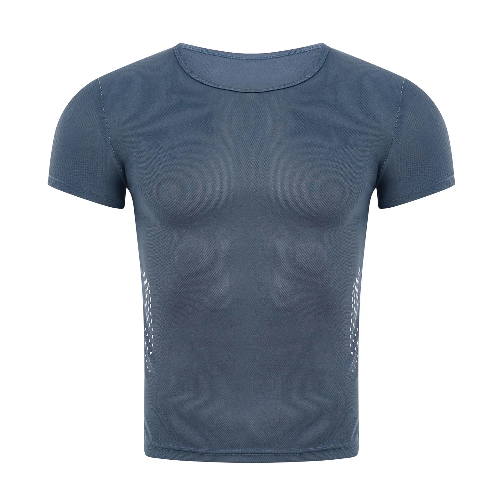 

Men Quick-Drying Dots Sports Top Round Neck Short Sleeve Breathable Athletic T-Shirt for Summer Workout Camping Hiking Cycling